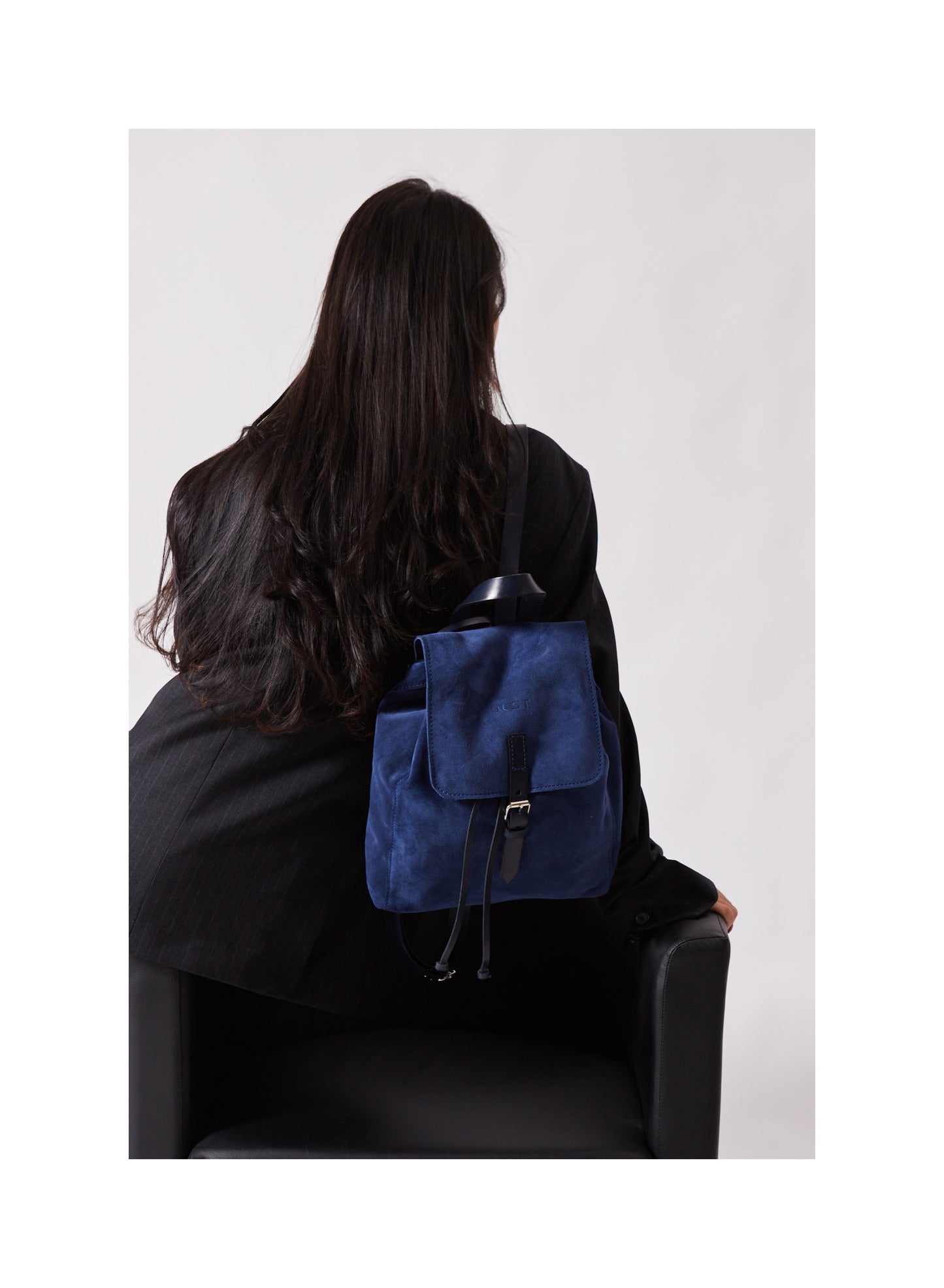 Leather Backpack in Suede Blue Venice Collection