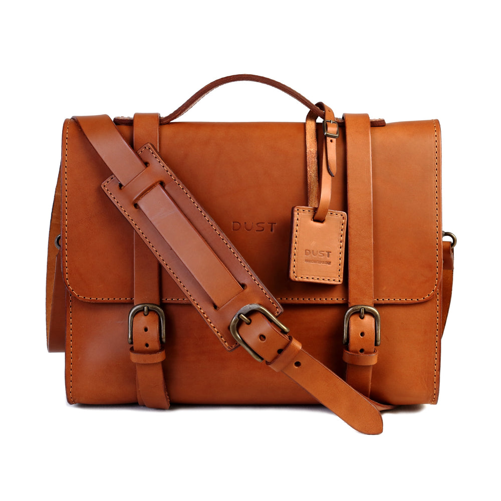 Leather Briefcase in Cuoio Brown Mod 125