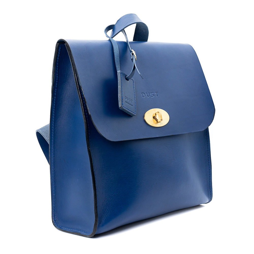 Leather Backpack in Cuoio Blue Artist Collection