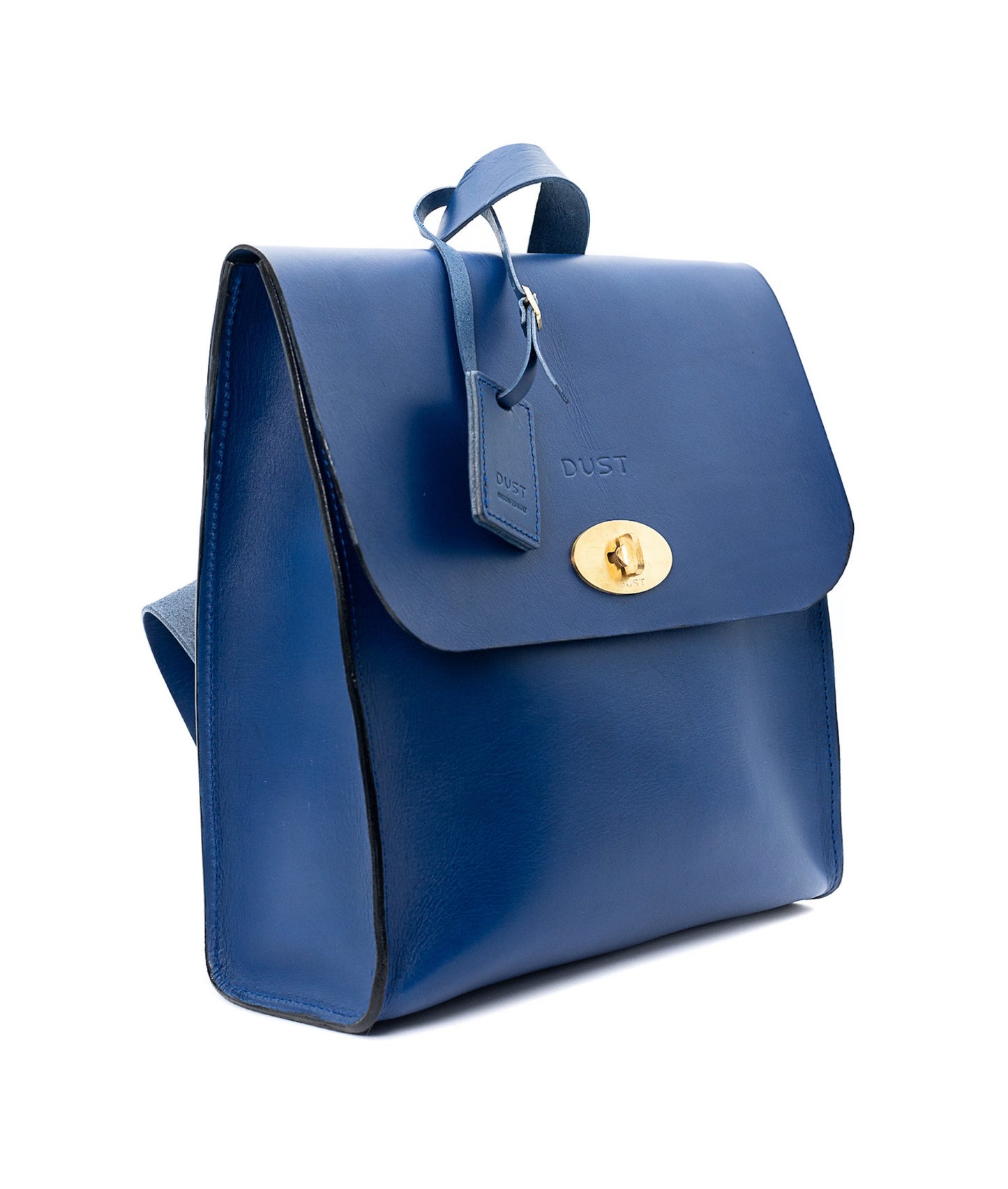 Leather Backpack in Cuoio Blue Artist Collection