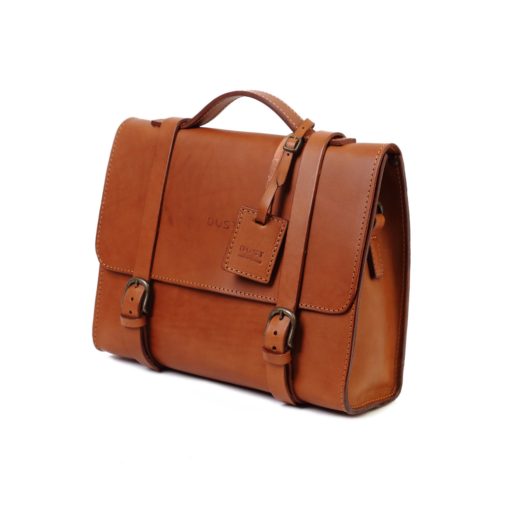 Leather Briefcase in Cuoio Brown Mod 125