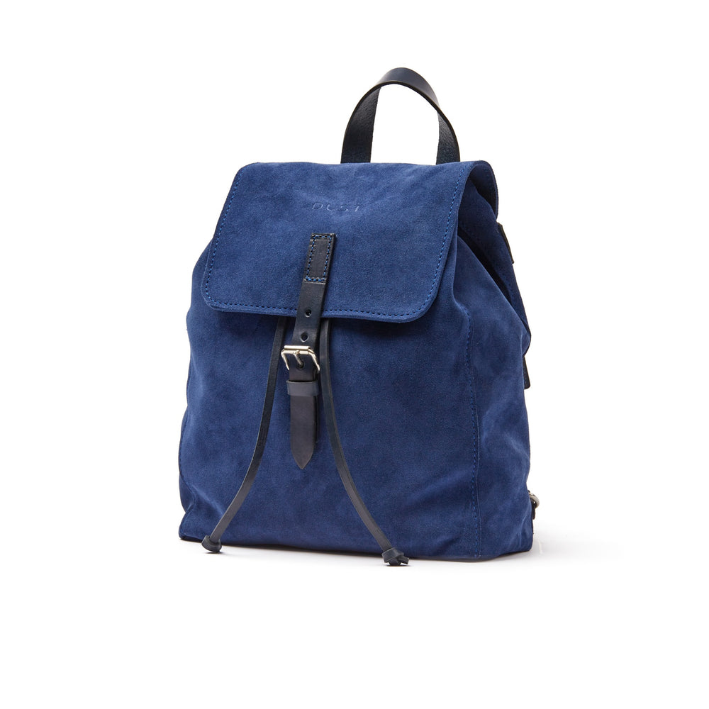 Leather Backpack in Suede Blue Venice Collection