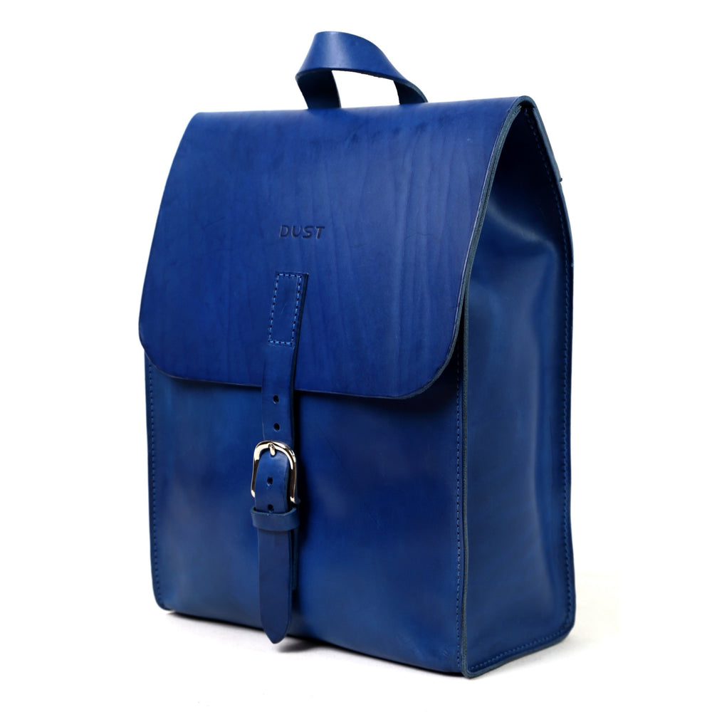 Leather Backpack in Cuoio Blue Mod 120