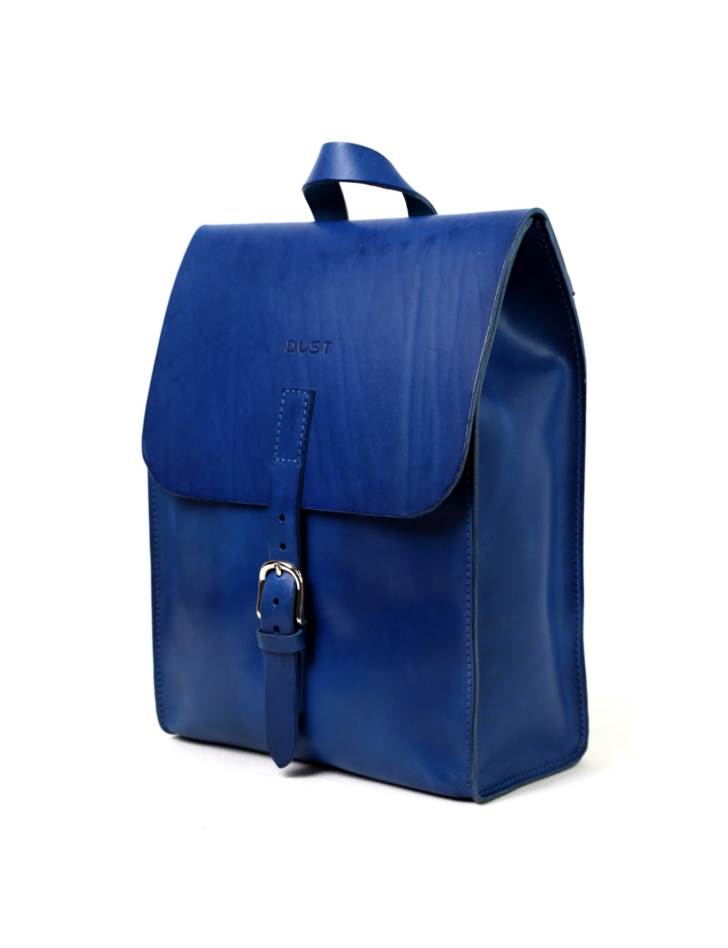 Leather Backpack in Cuoio Blue Mod 120