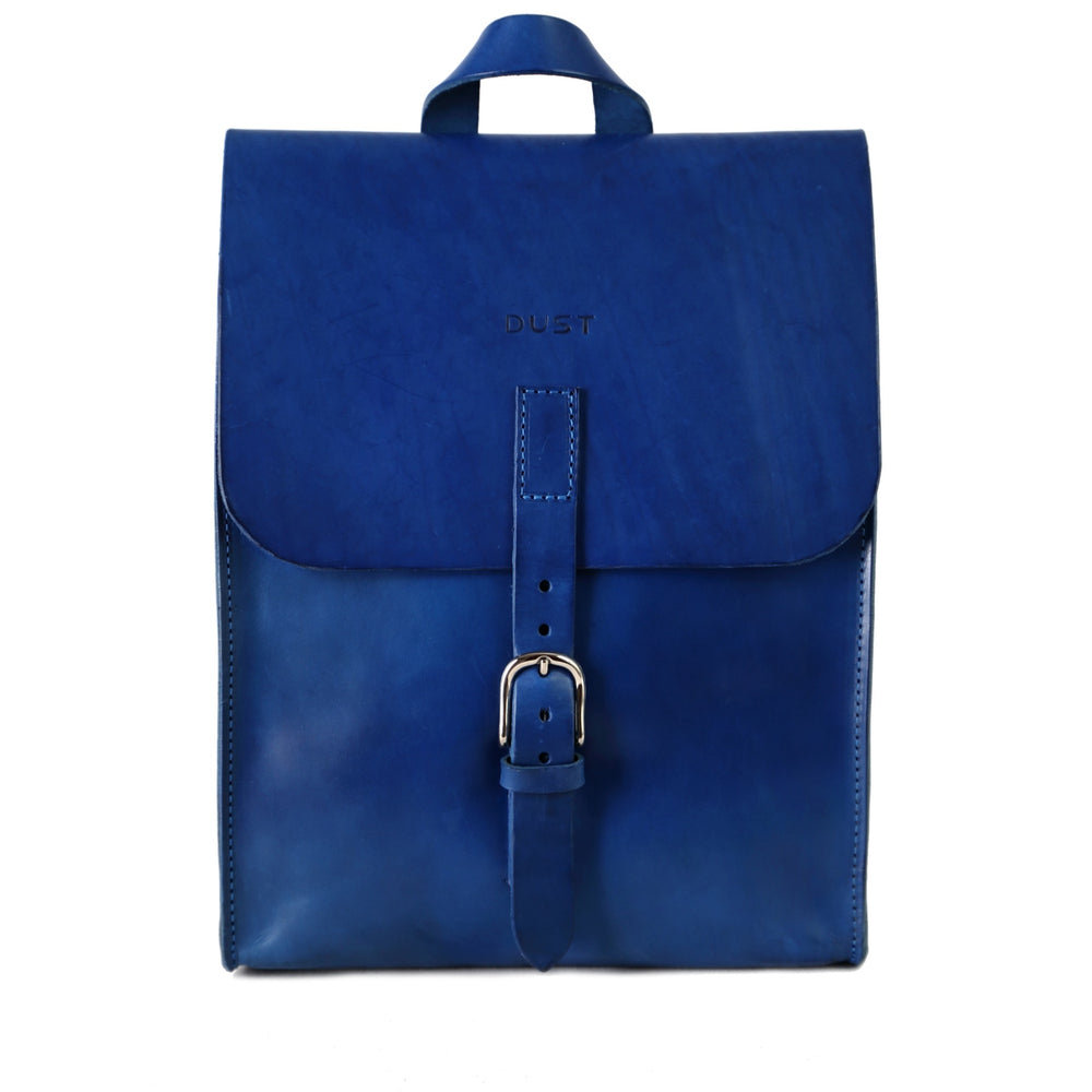 Leather Backpack in Cuoio Blue Mod 120