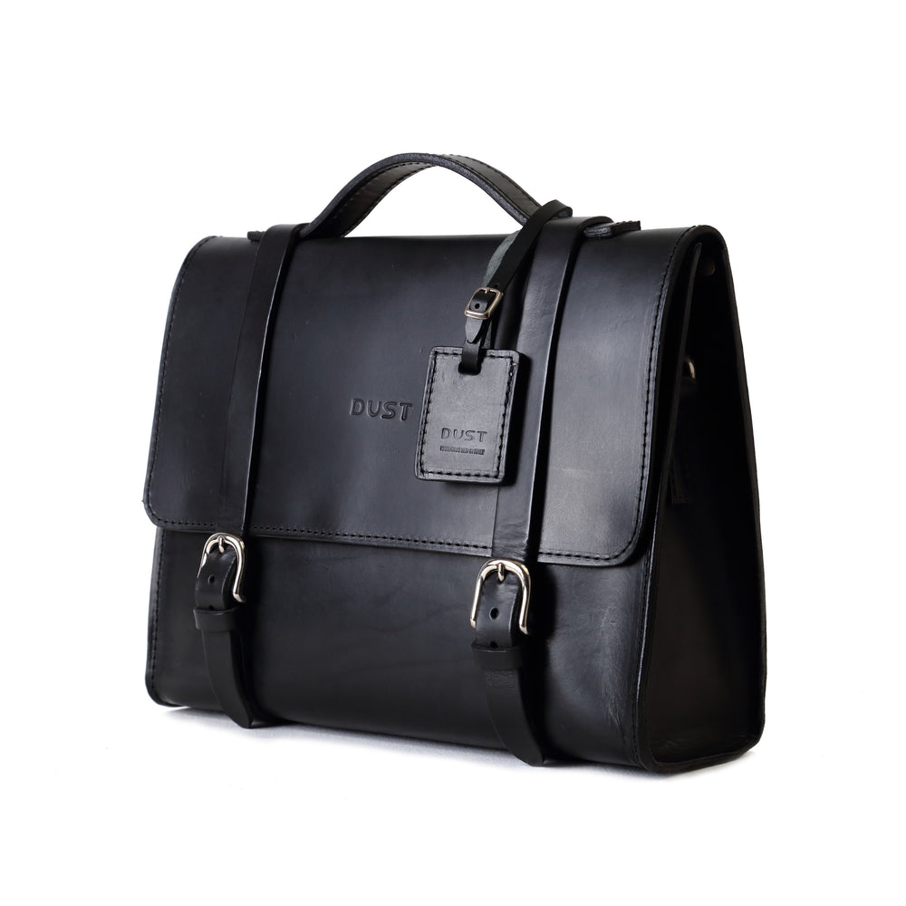 Leather Briefcase in Cuoio Black Mod 125