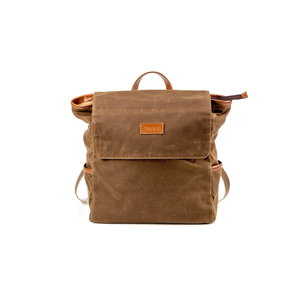 Leather Backpack In Waxed Cotton Made in USA Brown