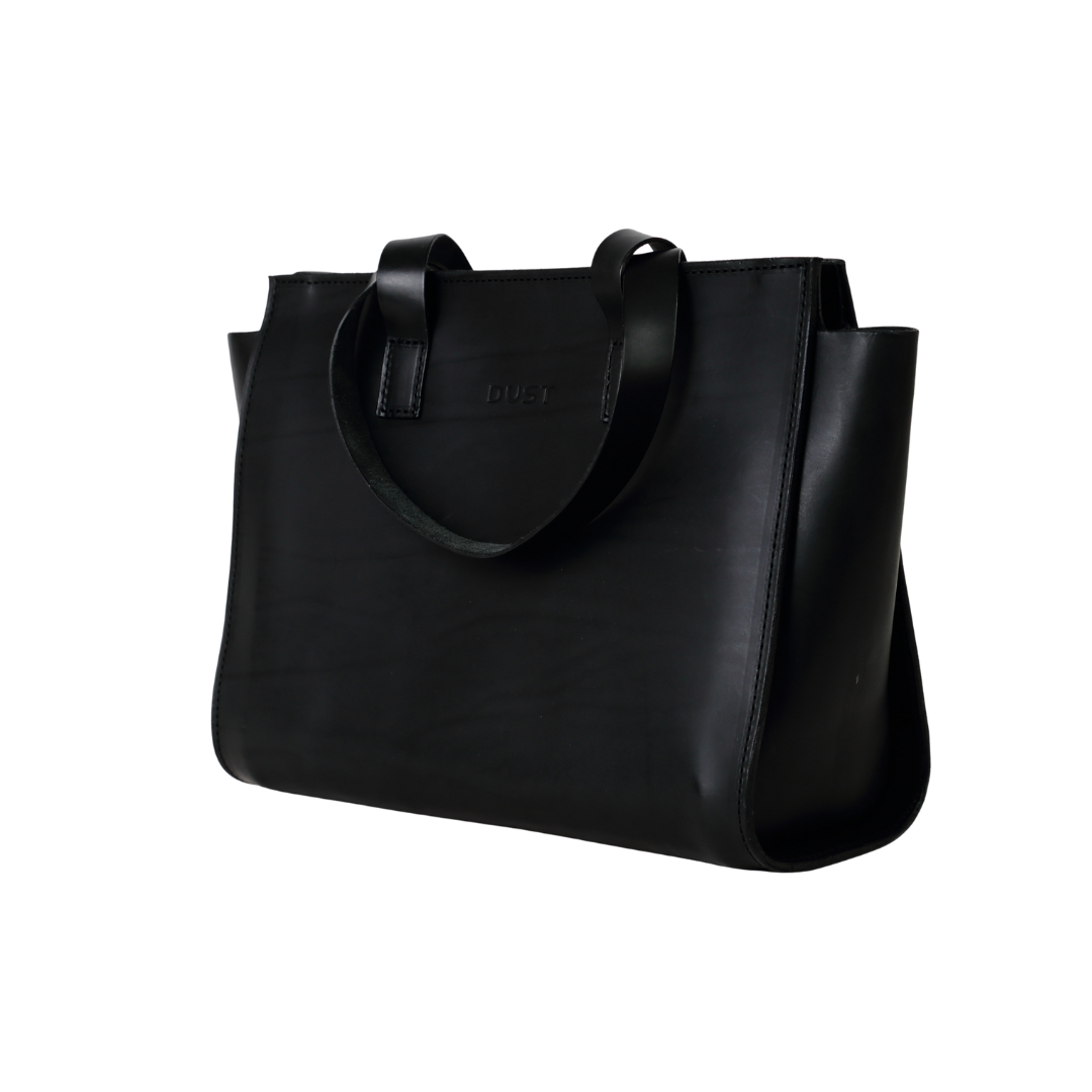 Leather Tote in Cuoio Black Mod 126