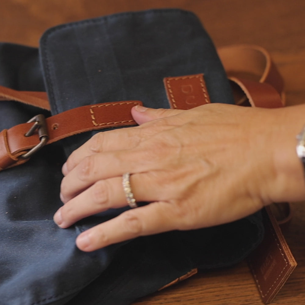 
                      
                        Load and play video in Gallery viewer, Leather Backpack With Waxed Cotton Made in USA Brown
                      
                    